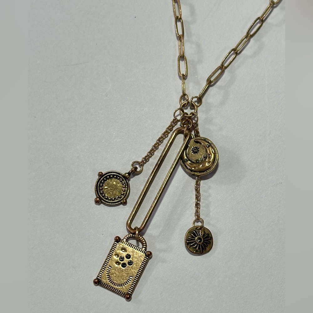 Gold-Tone Multi Charm Pendant Necklace - Women Jewelry